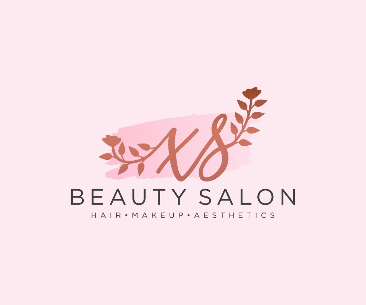 Initial XS feminine logo collections template. handwriting logo of initial signature, wedding, fashion, jewerly, boutique, floral and botanical with creative template for any company or business. vector