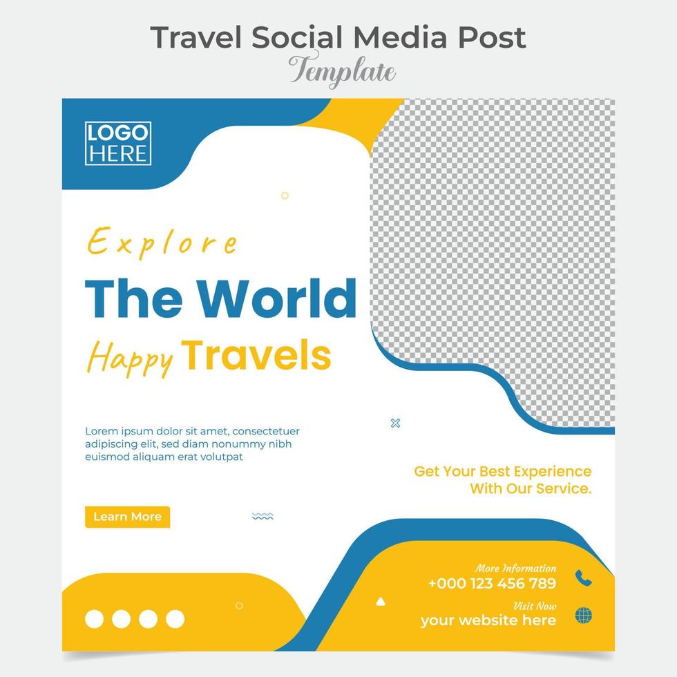 Holiday tourism and travel social media post and square flyer post banner template design vector