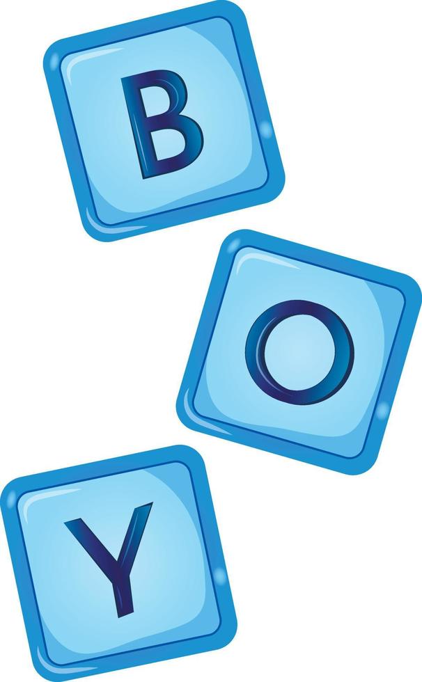 Baby shower blue cubes, it's a boy letters. Vector illustrations for invitations, greeting cards, posters