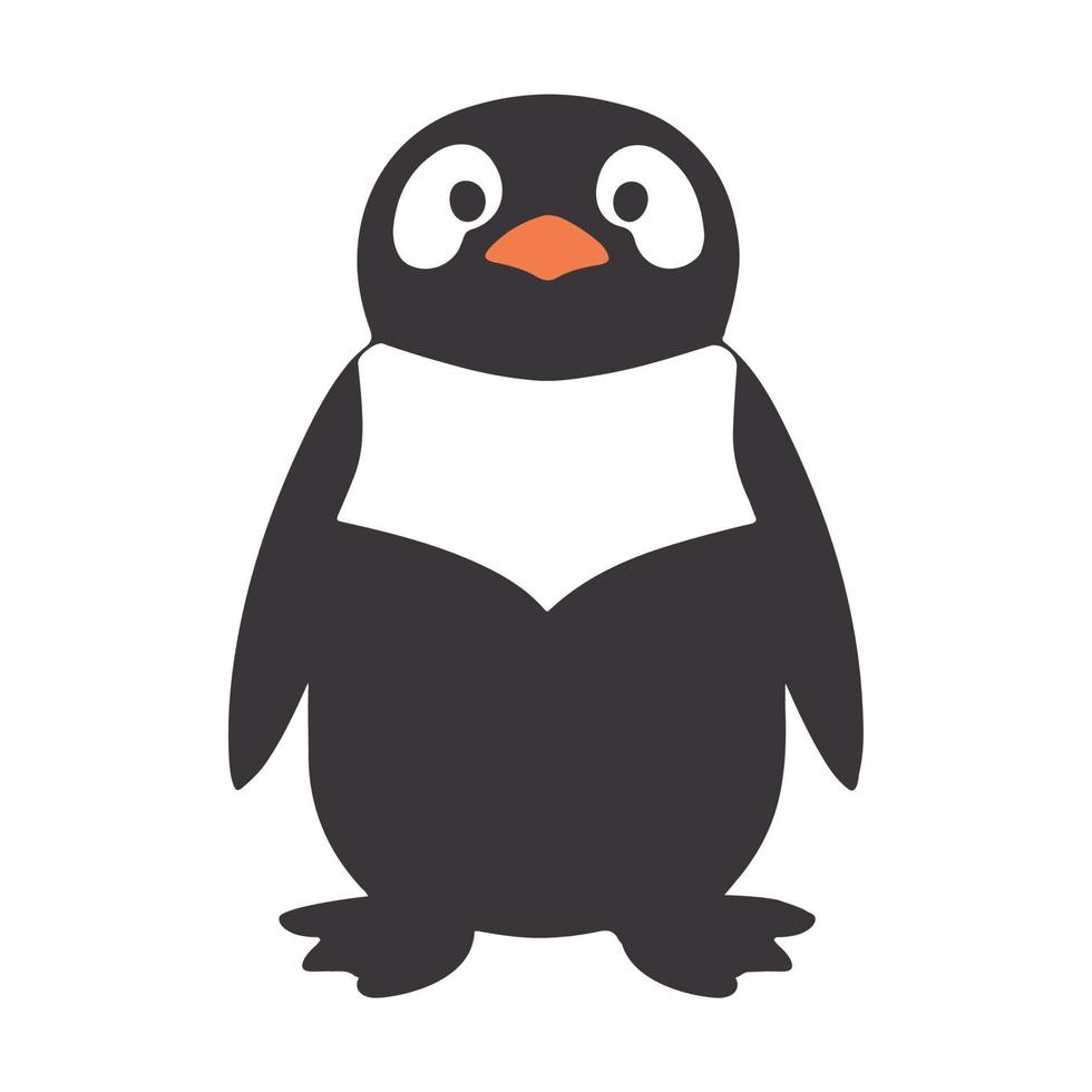 linda pingüino icono en plano vector