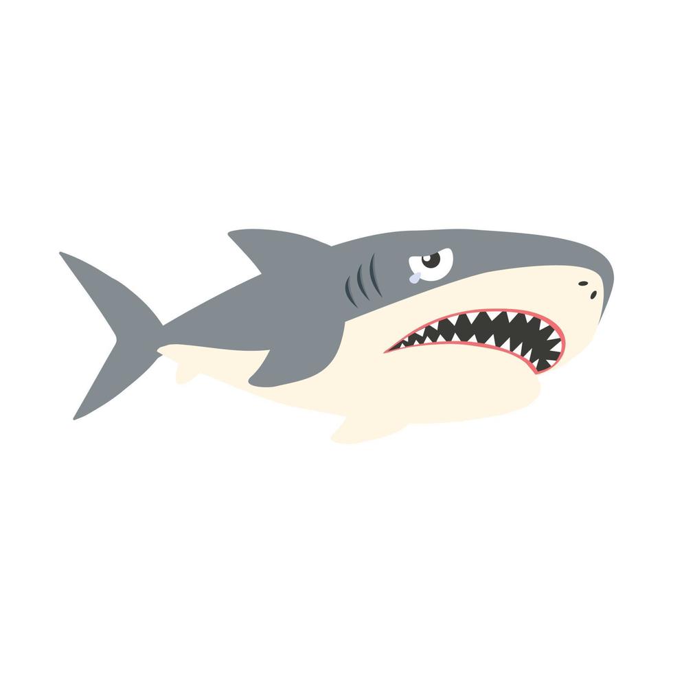 Cute little baby shark unhappy vector