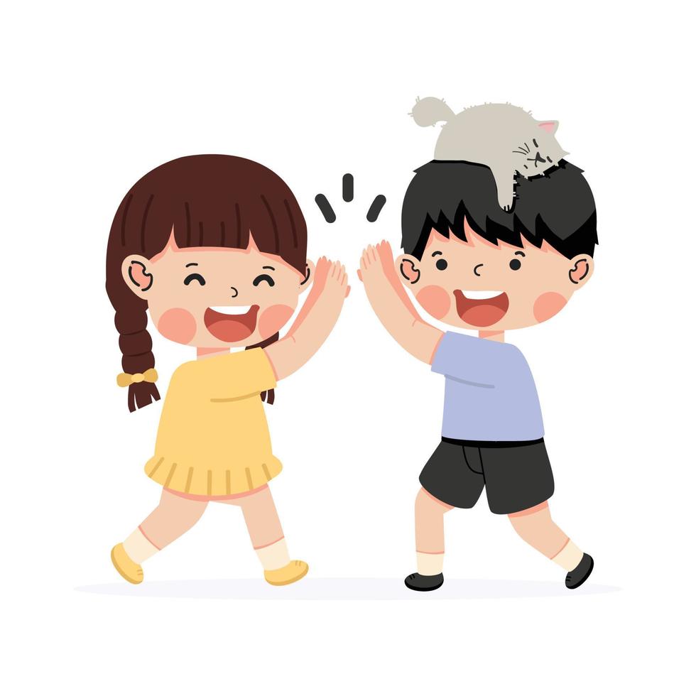 Kids clapping hands with high five vector