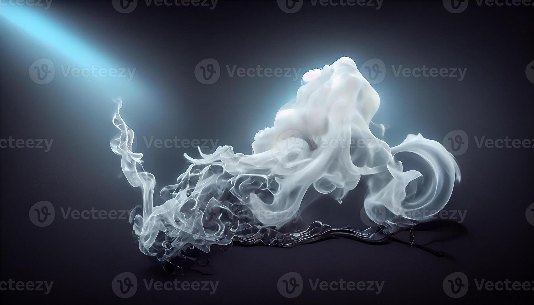 illustration of White curve fog, smoke, clouds, fire and dark background with spotlight. Abstract illustration art. Pattern texture, use for ad, poster and template, business.Digital art photo