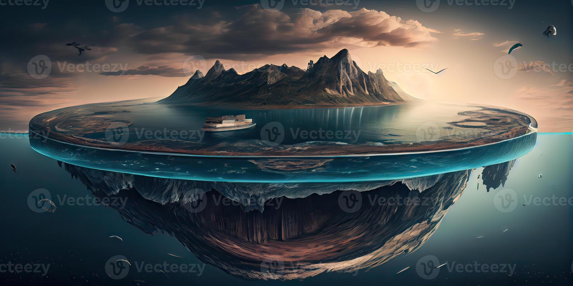 illustration of a secrets of flat earth, with continents photo