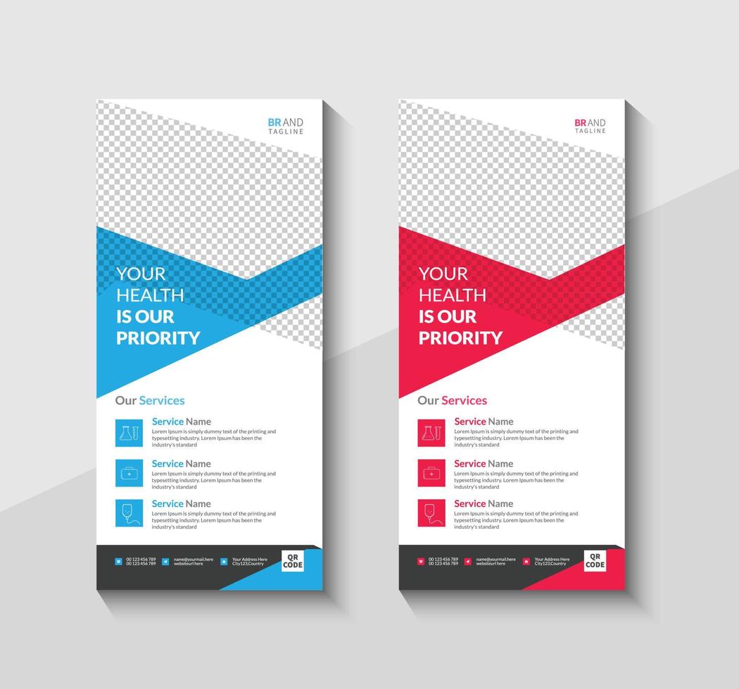Medical rack card dl flyer design template vector
