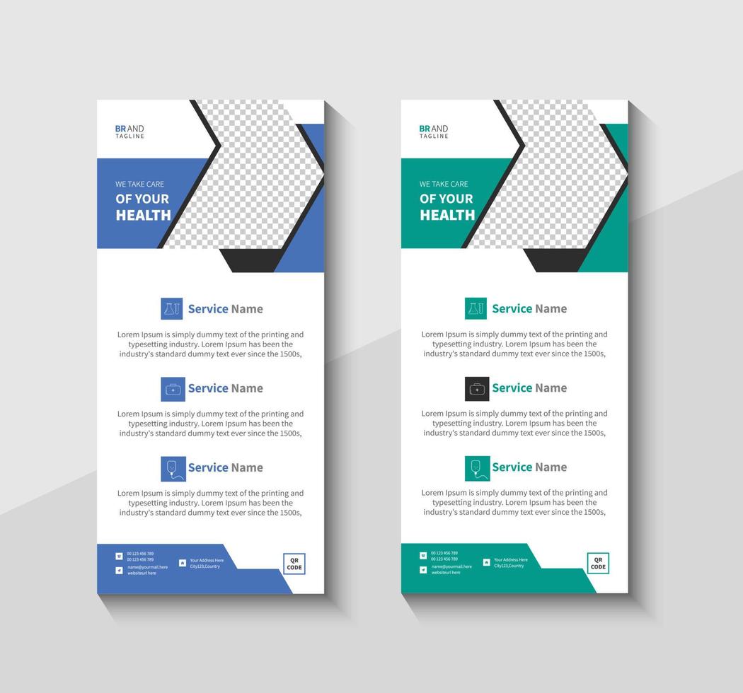 Medical rack card dl flyer design template vector