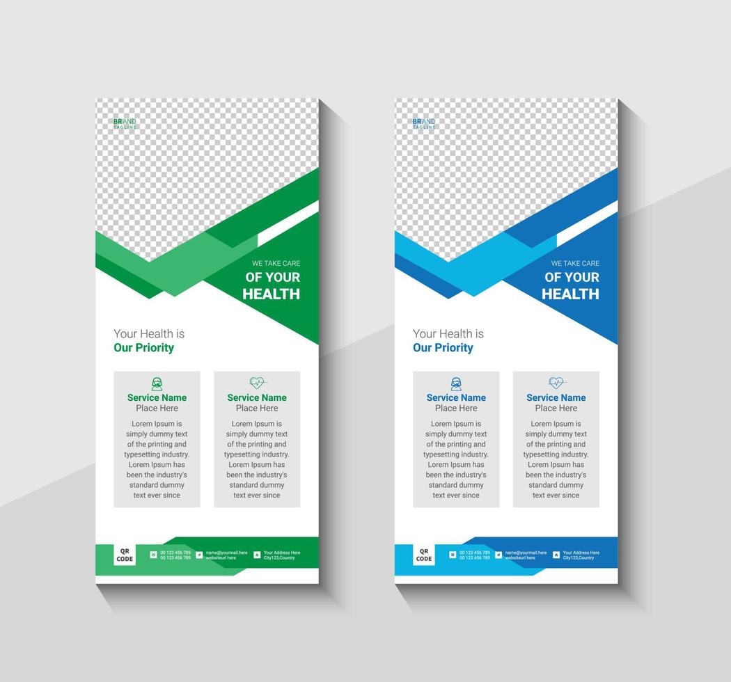 Medical rack card dl flyer design template vector