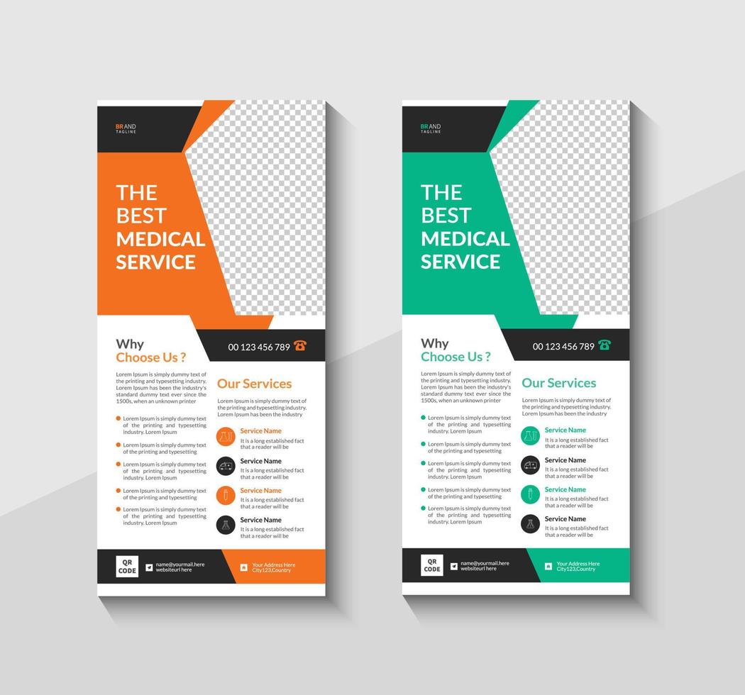 Medical healthcare dl flyer rack card design template vector