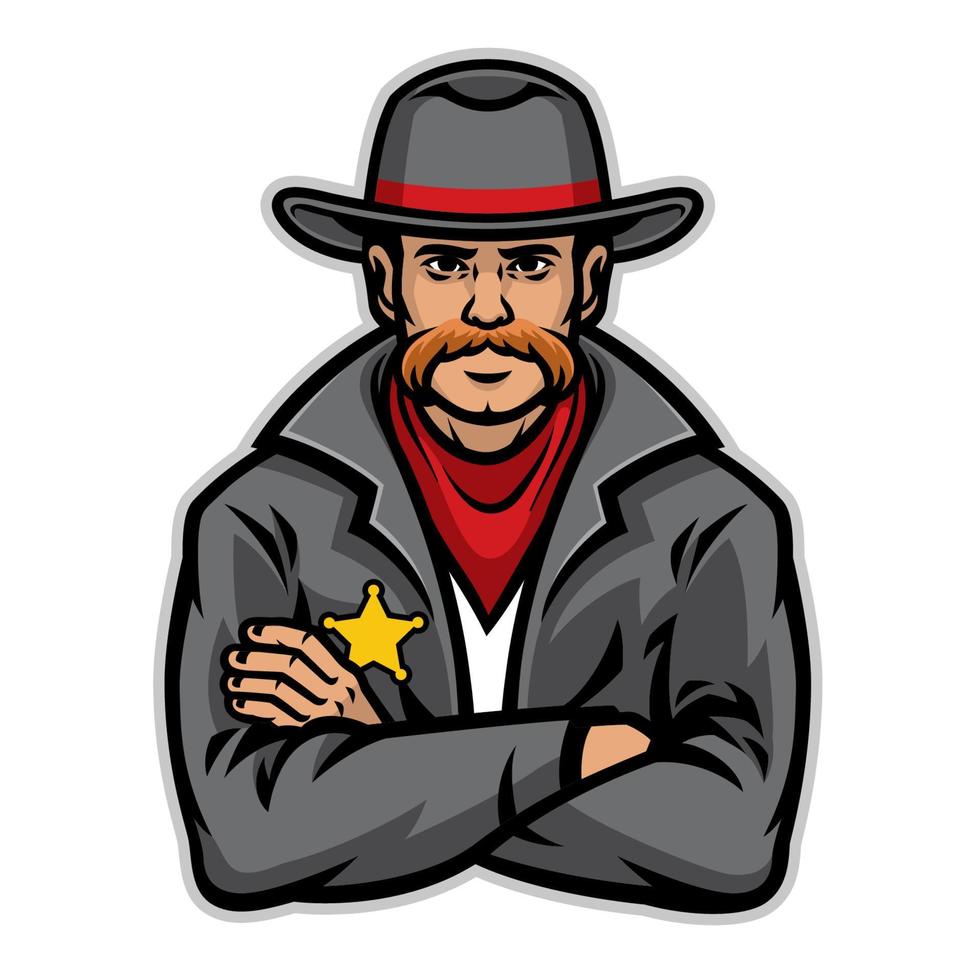 old style sheriff posing vector