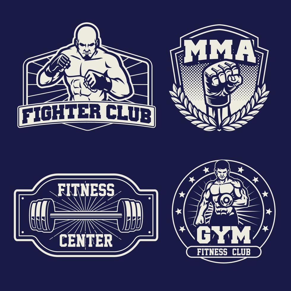 mma training badge set vector