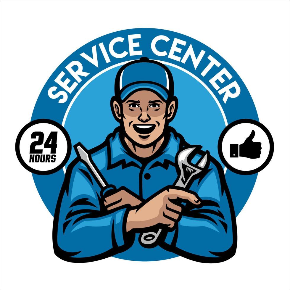 service center worker badge 22708208 Vector Art at Vecteezy