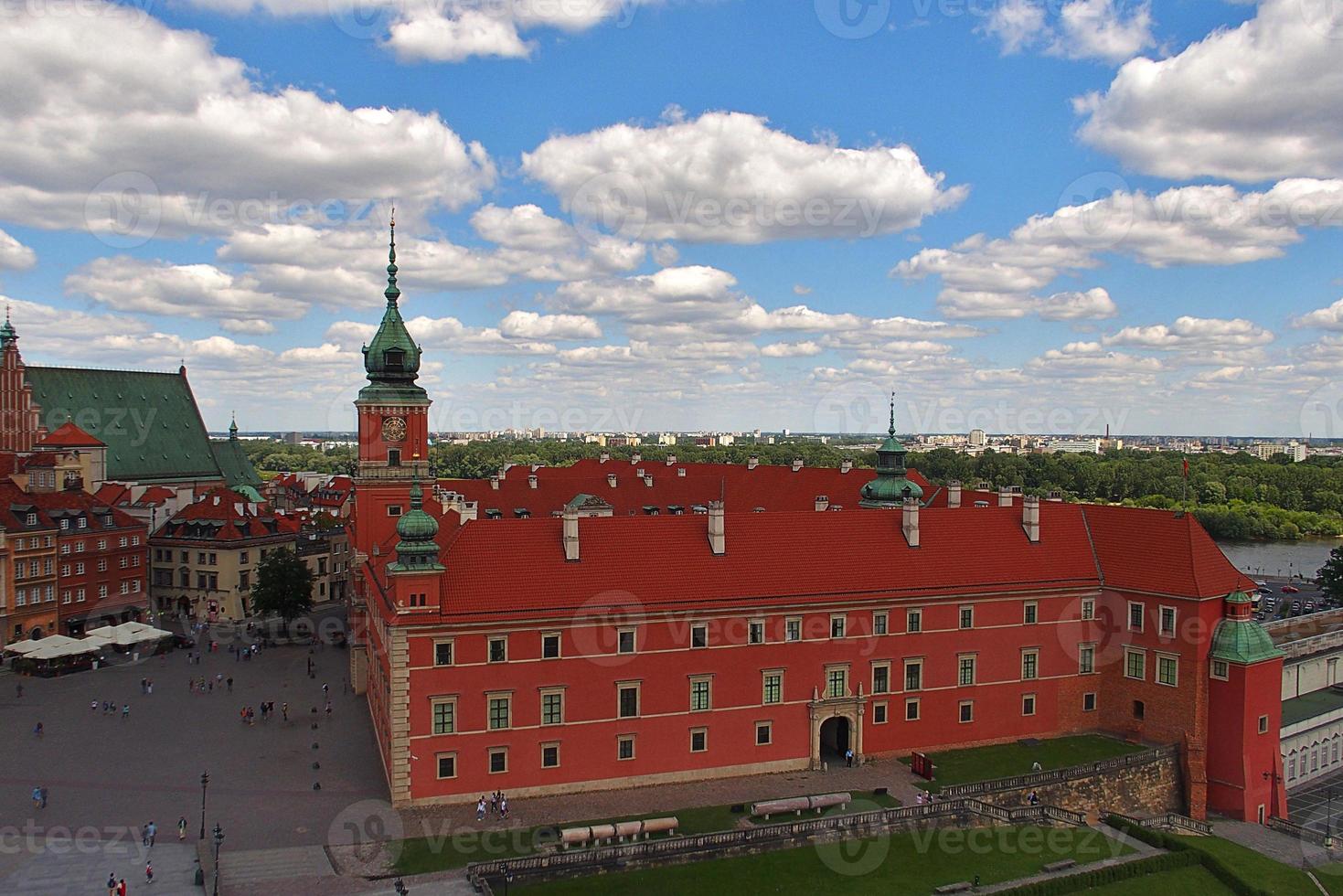A view from above of the Warsaw old city and the surrounding buildings on a summer  day photo