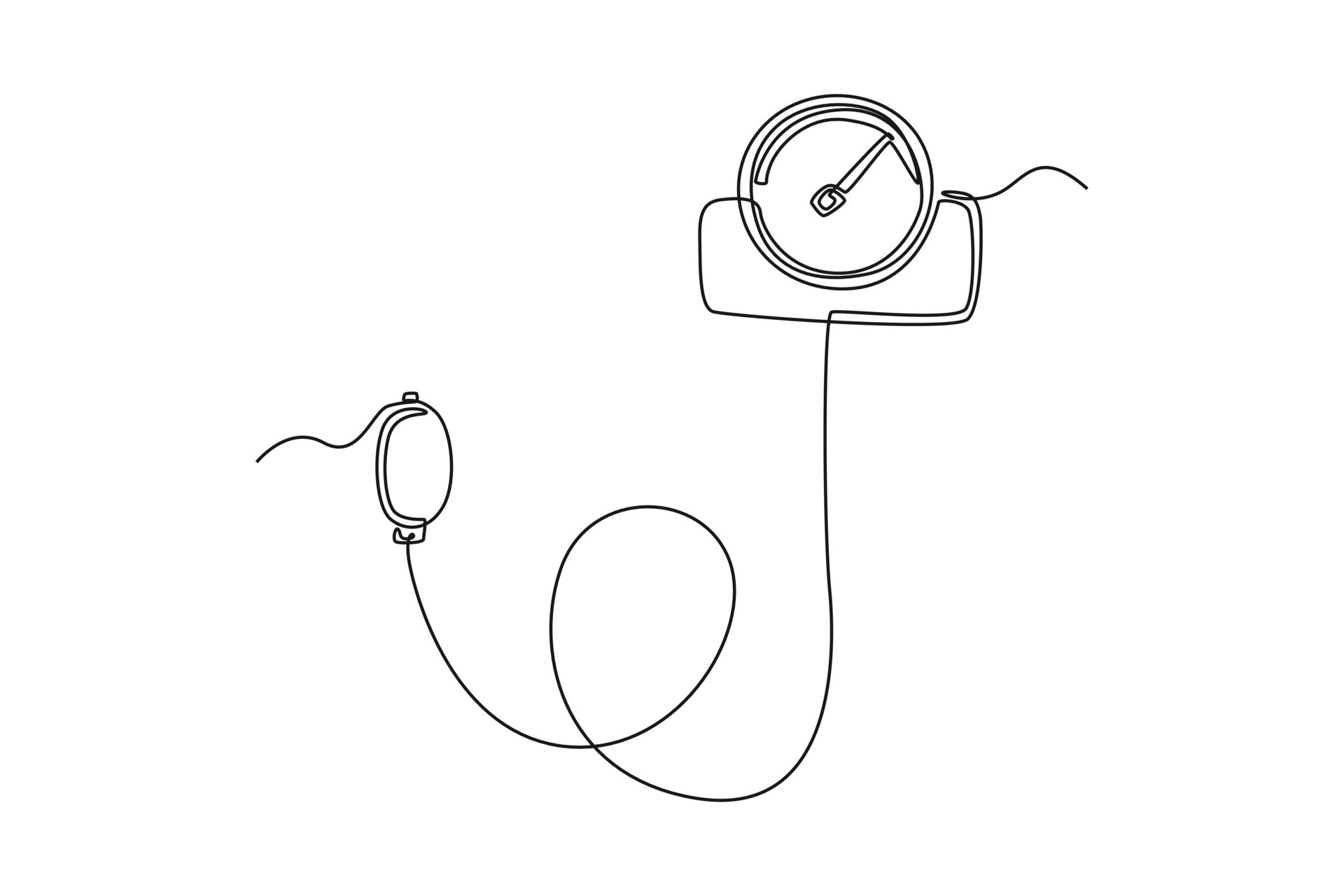 Single one line drawing sphygmomanometer. World hypertension day