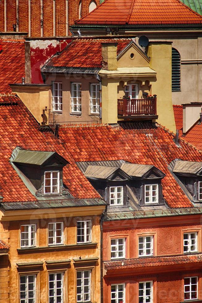 A view from above of the Warsaw old city and the surrounding buildings on a summer  day photo
