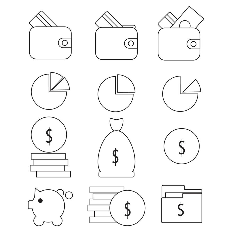 dinero Finanzas y banco íconos paquete para empresa o negocio incluso individual propósito vector