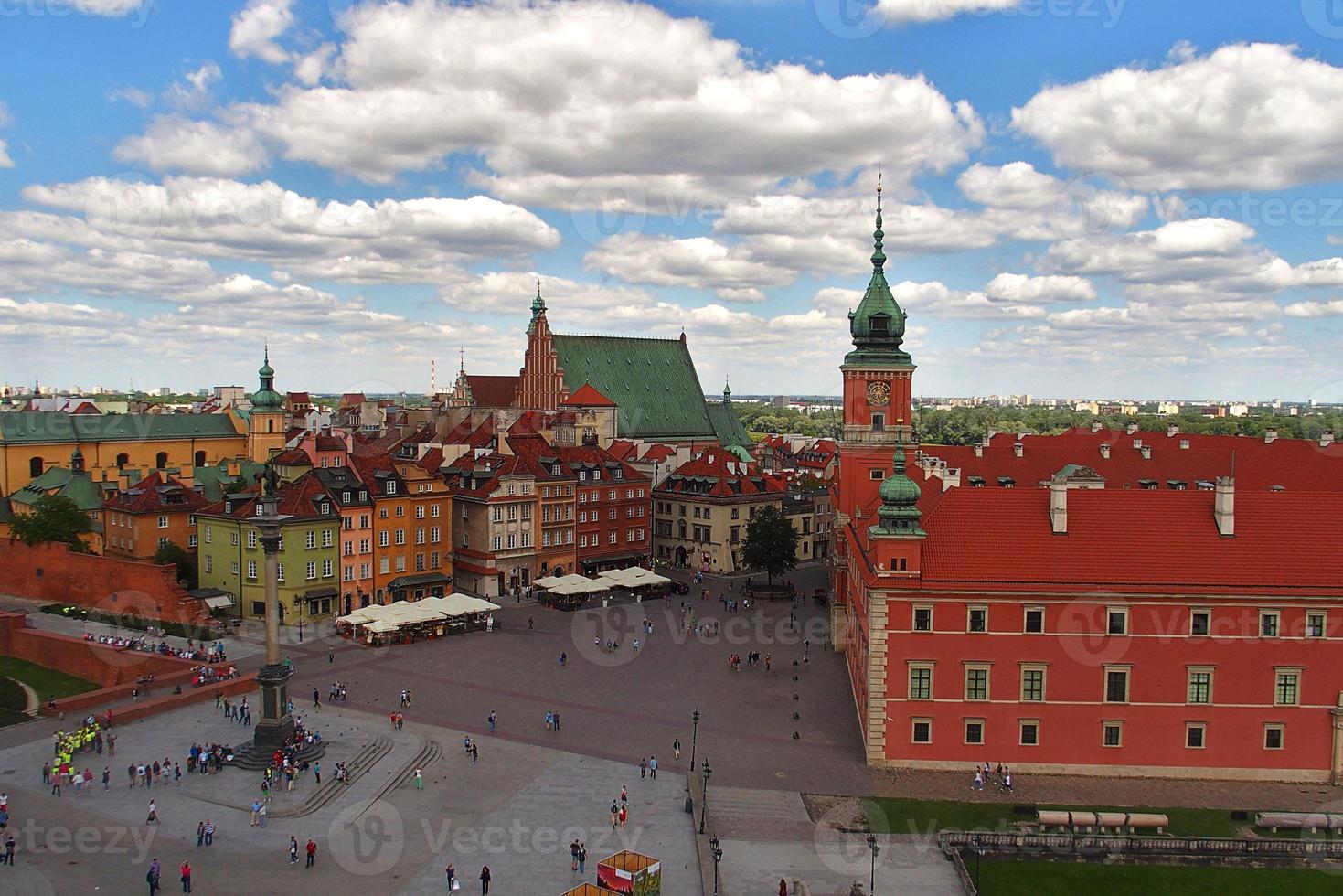 A view from above of the Warsaw old city and the surrounding buildings on a summer  day photo