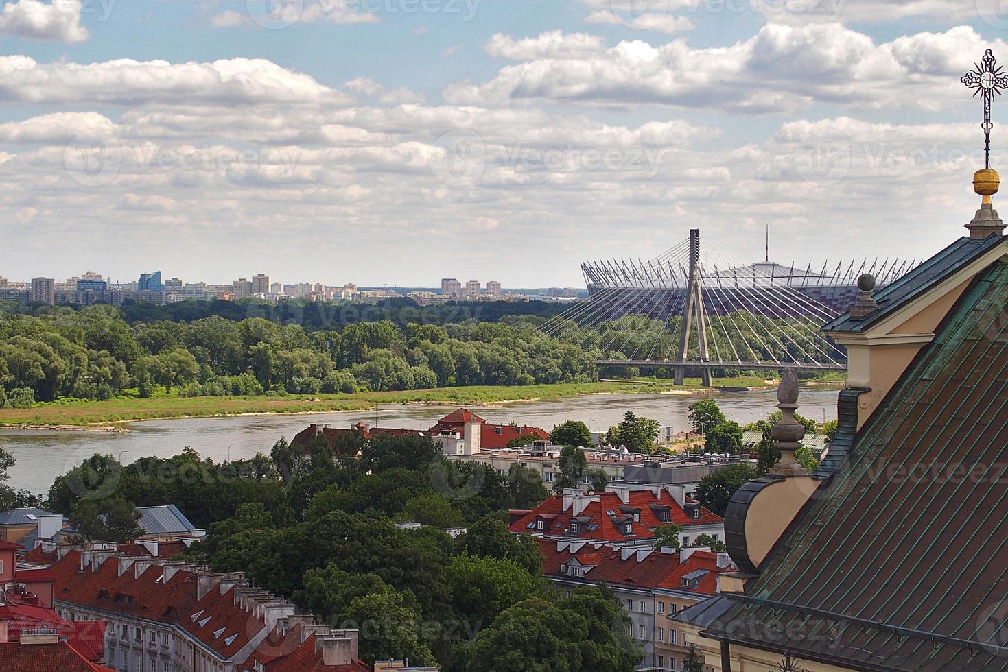 A view from above of the Warsaw old city and the surrounding buildings on a summer  day photo
