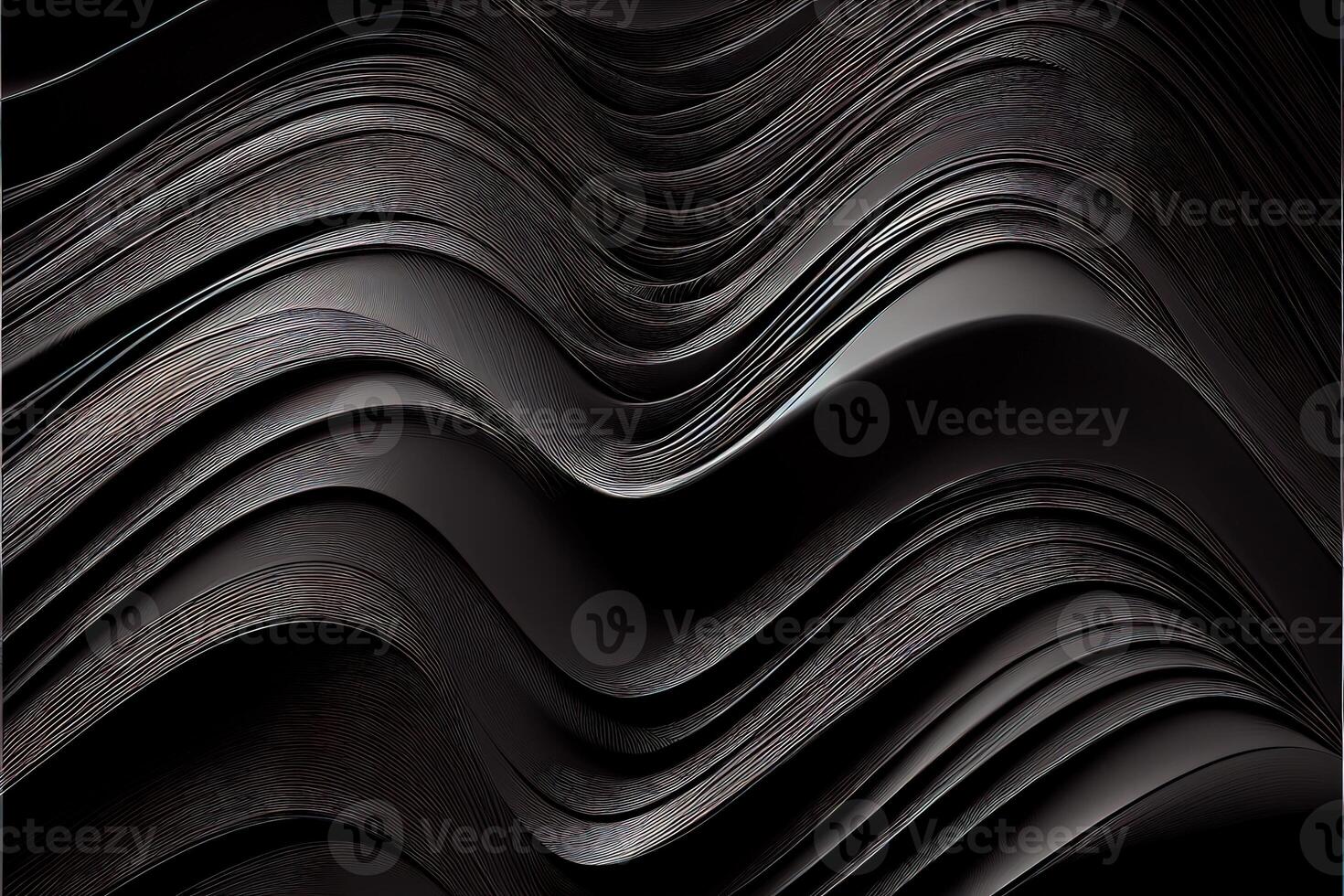 illustration of black wavy abstract layer as panorama background, gain and metal photo