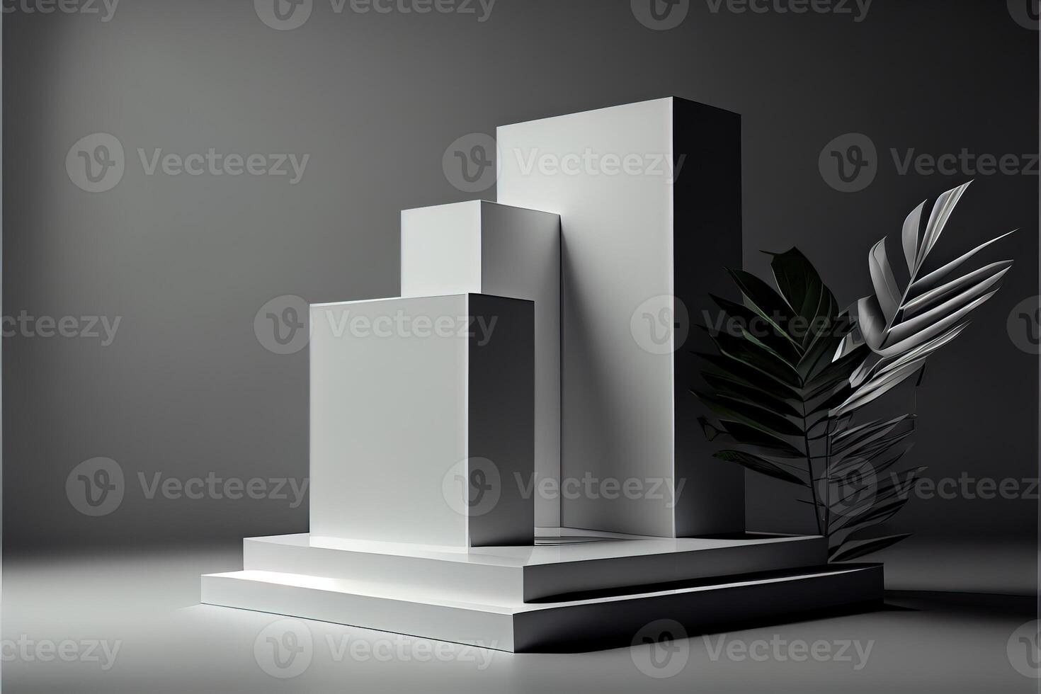 illustration of empty space podium display for product mockup natural background. Digital art photo