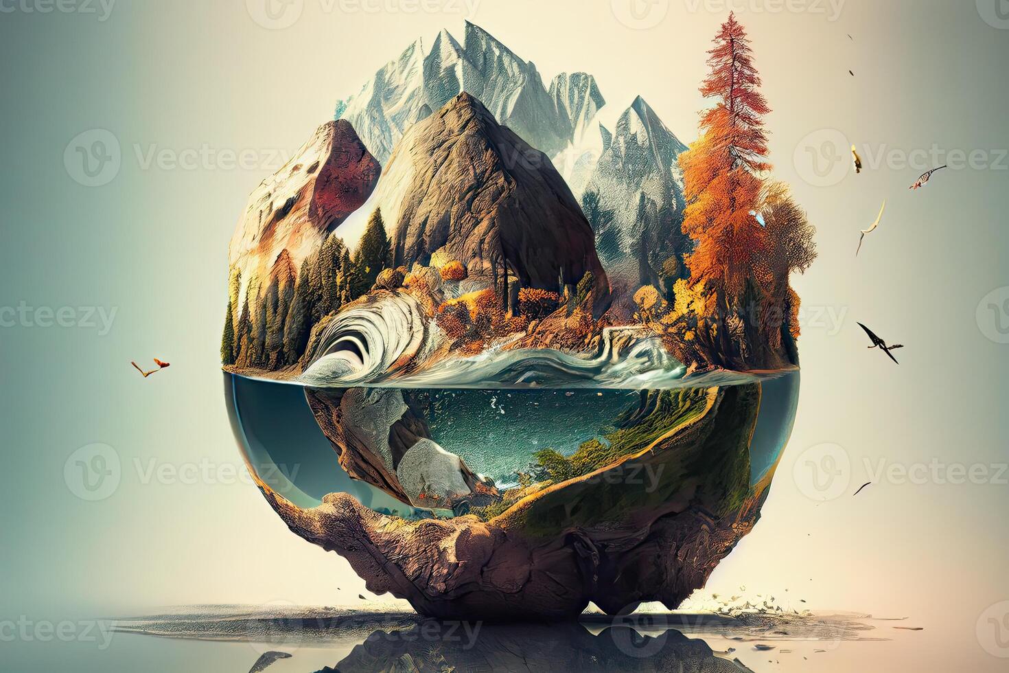 illustration of the beauty of nature with a stunning double exposure illustration of the beauty of nature with a stunning double exposure