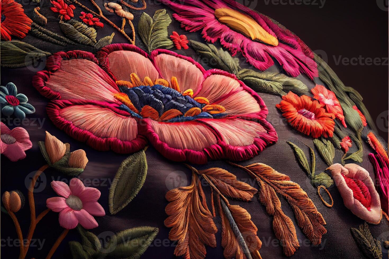 illustration of multicolor ethnic hand embroidery pattern design photo