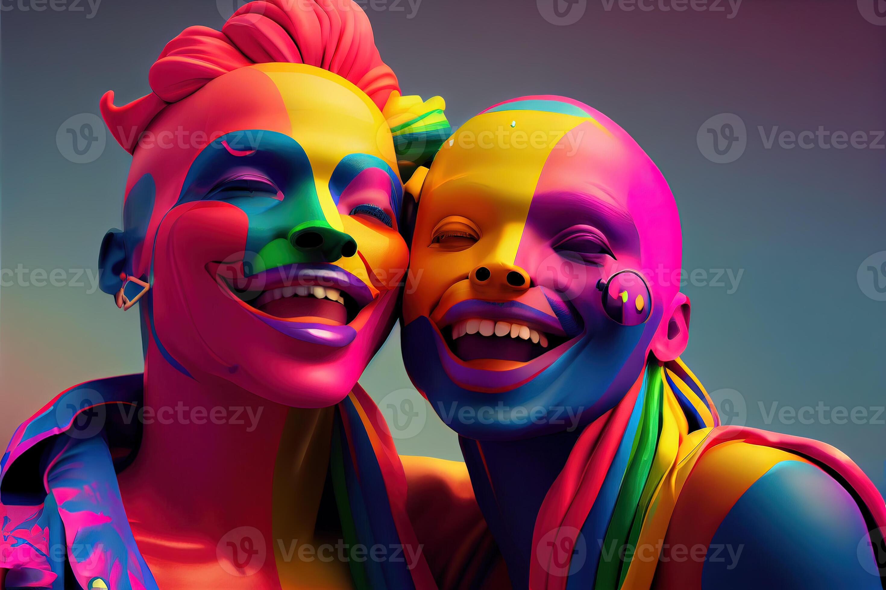 Generative AI illustration of Diversity young gay women and men with ...