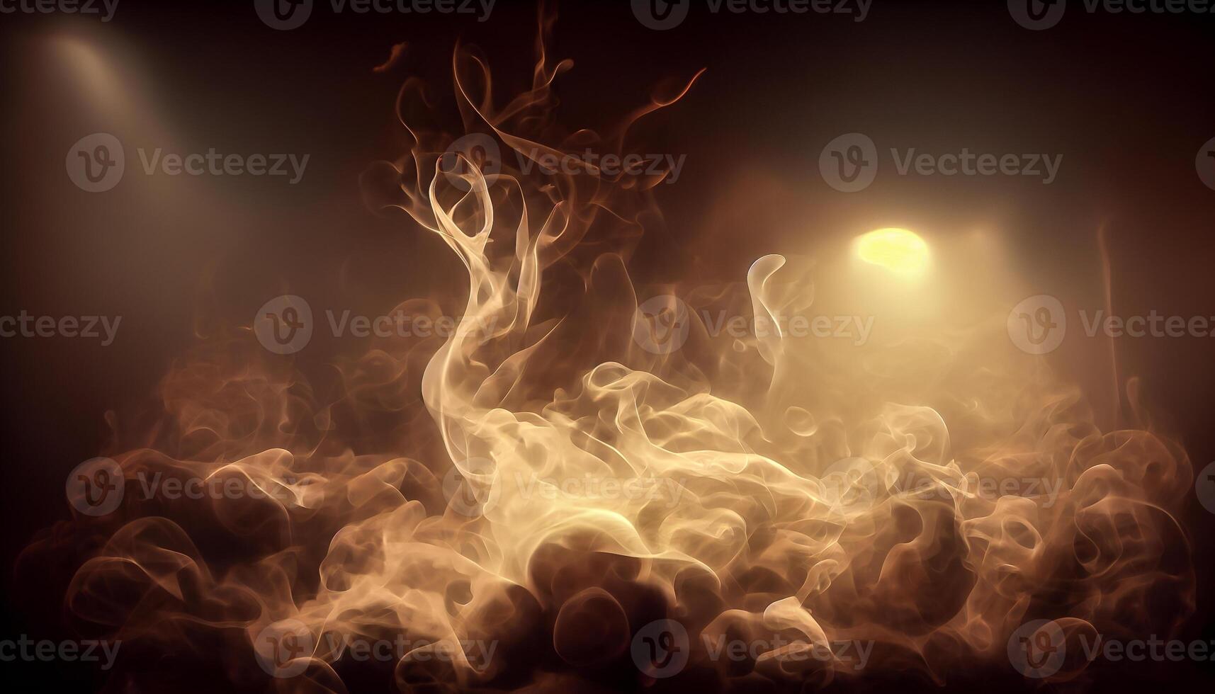 illustration of White curve fog, smoke, clouds, fire and dark background with spotlight. Abstract illustration art. Pattern texture, use for ad, poster and template, business.Digital art photo