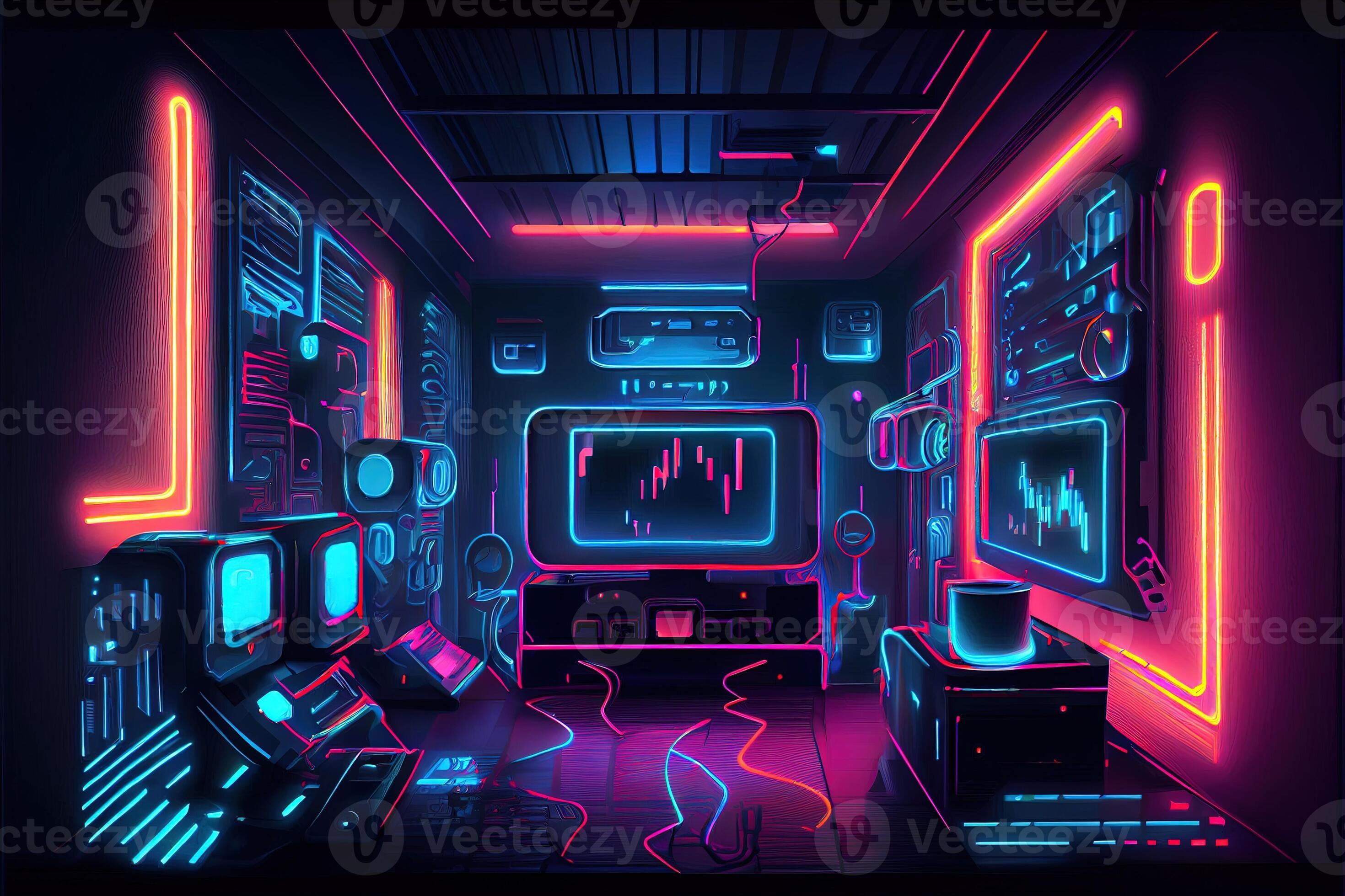 Premium Photo  Illustration of gaming background abstract cyberpunk style  of gamer wallpaper neon glow light of scifi fluorescent sticks digitally  generated image not based on any actual scene or pattern