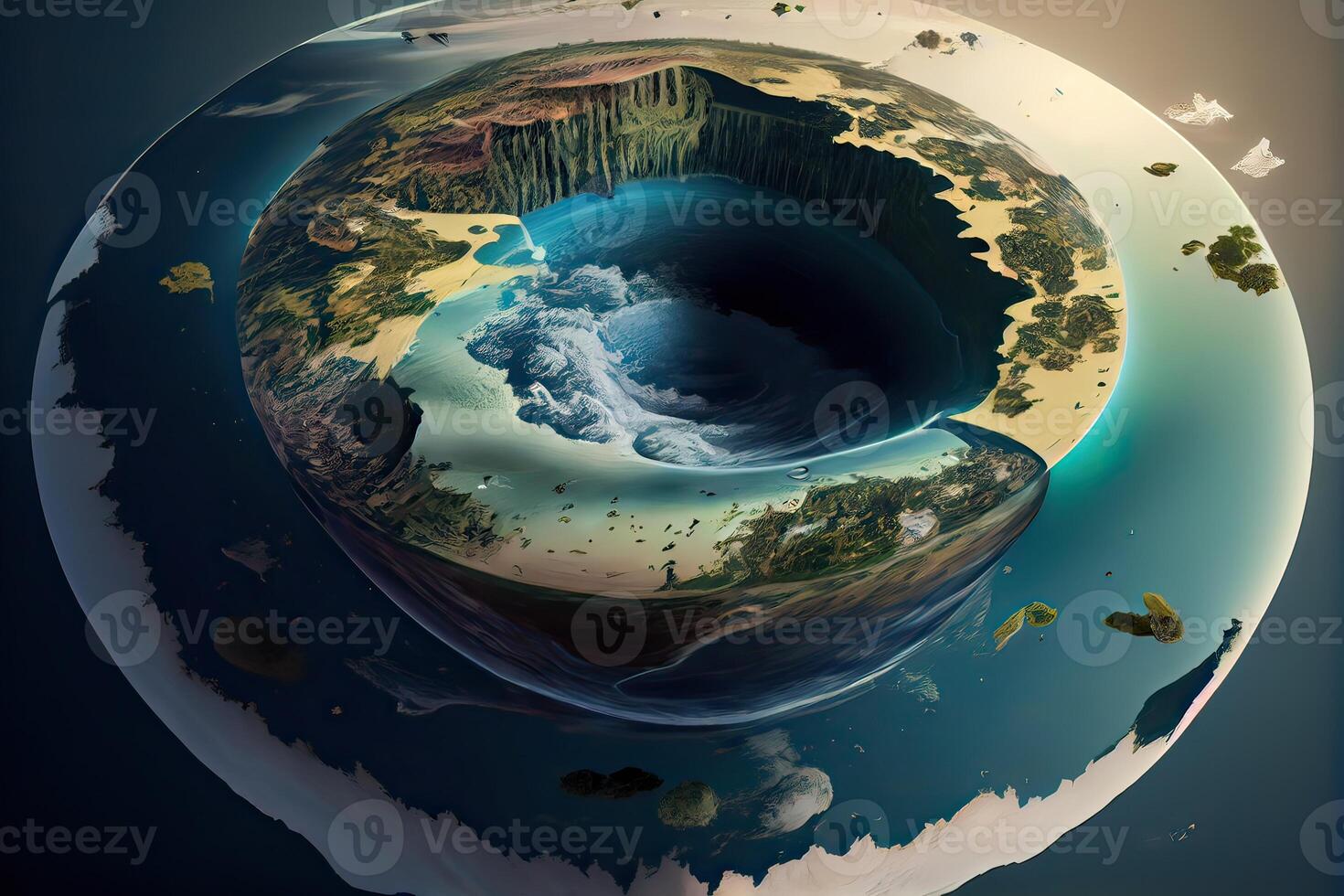 illustration of a secrets of flat earth, with continents photo