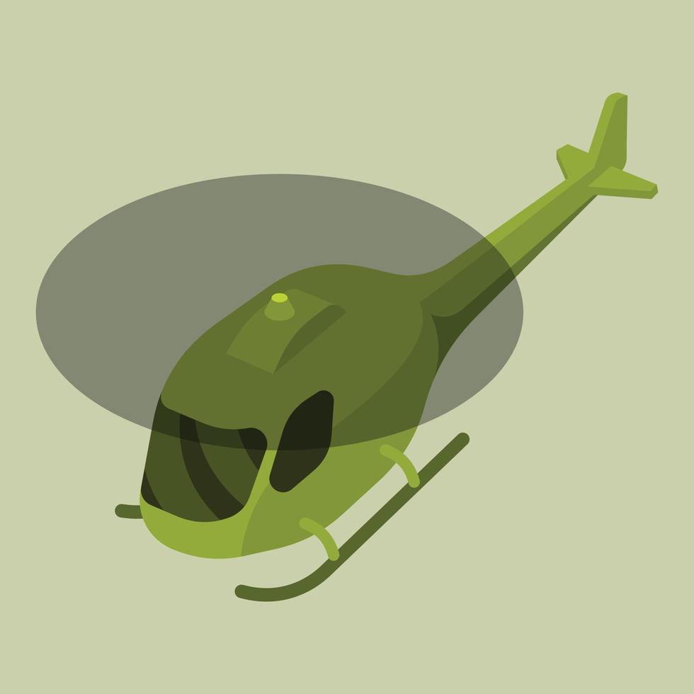 Vector Illustration Of A Green Helicopter In The Air