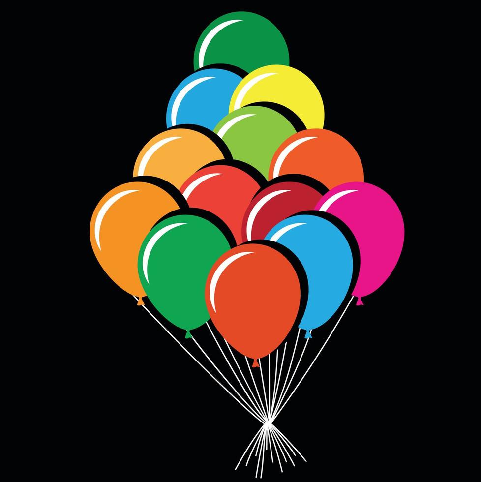 Vector Image Of Colored Balloons On Black Background