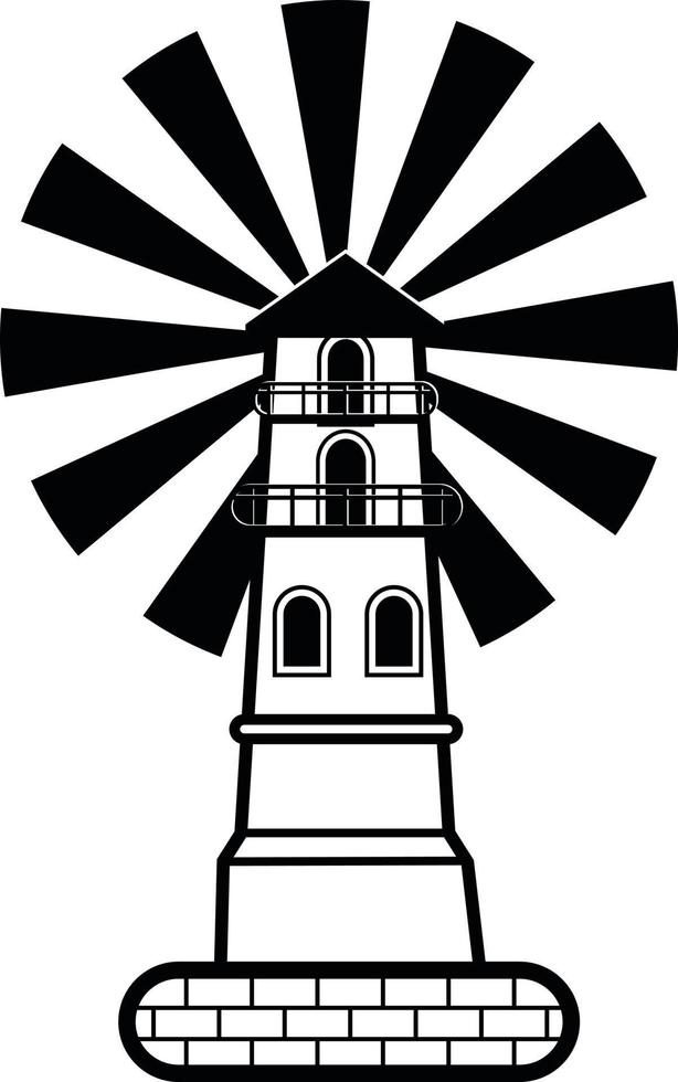 Monochrome Vector Graphics Of A Lighthouse