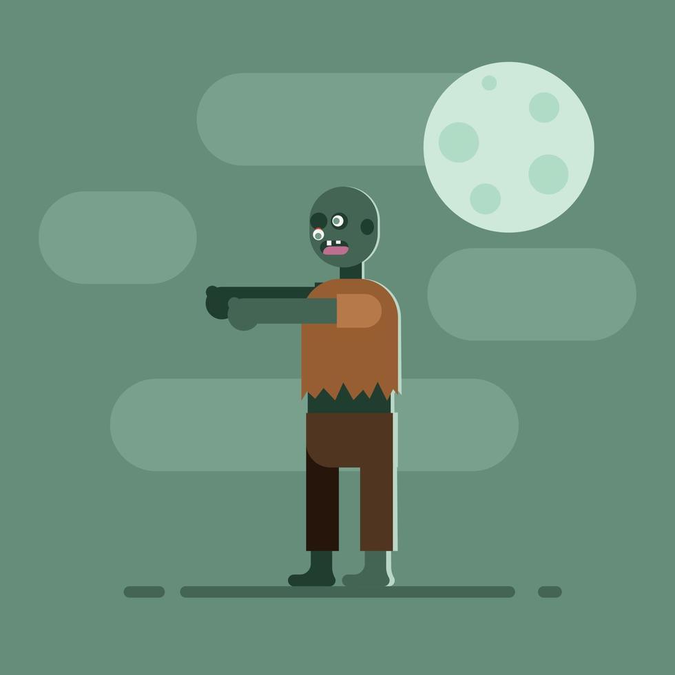 Vector Image Of A Zombie Walking In The Night