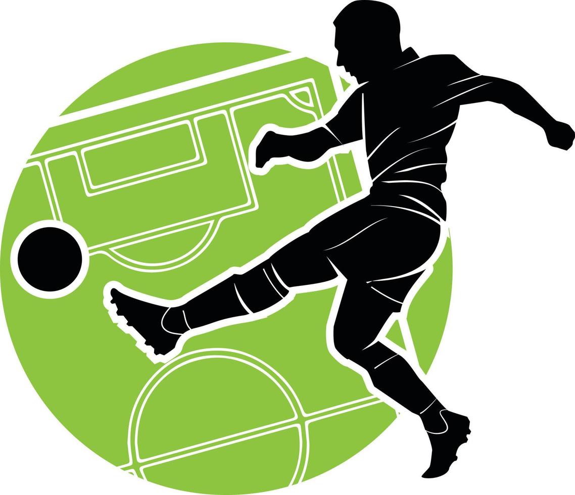 Silhouette Of A Soccer Player Hitting A Ball vector