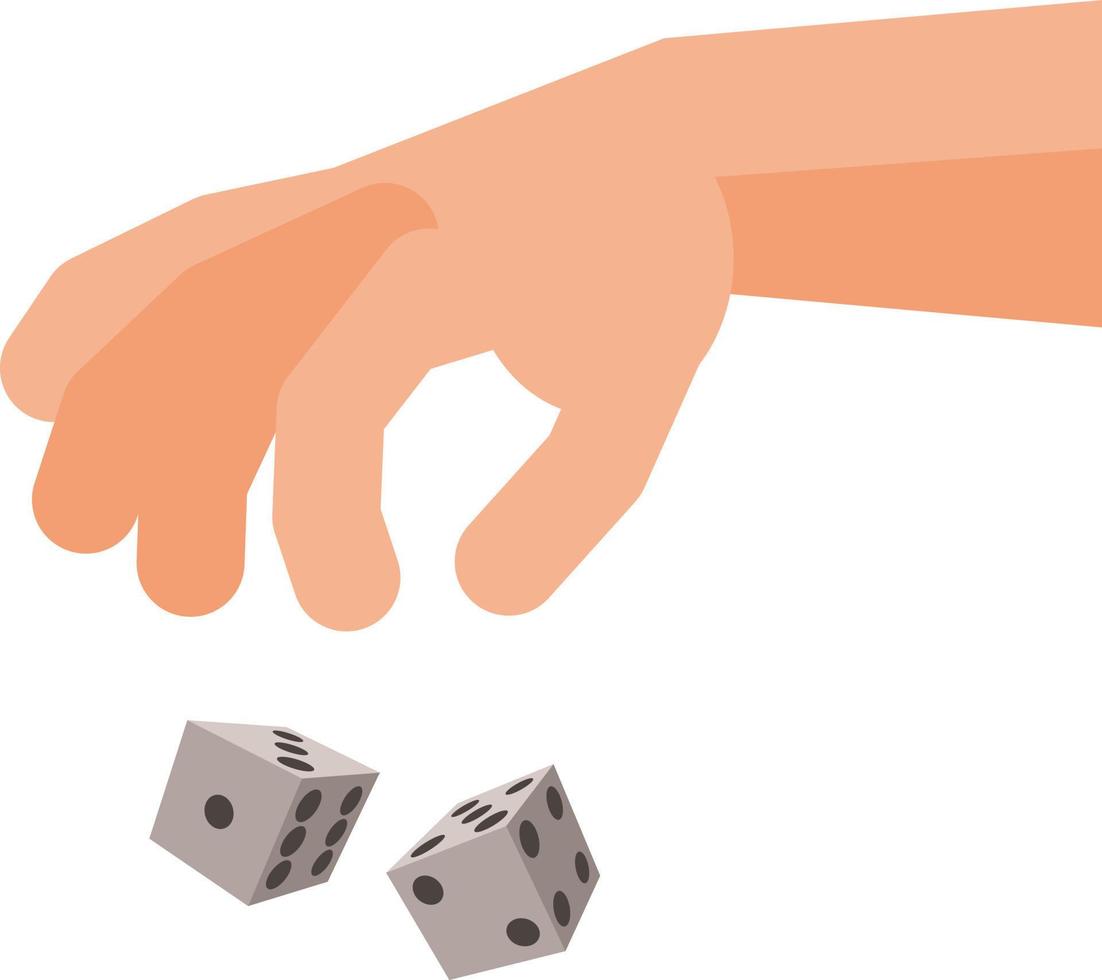 Vector Illustration Of A Hand Rolling The Dice