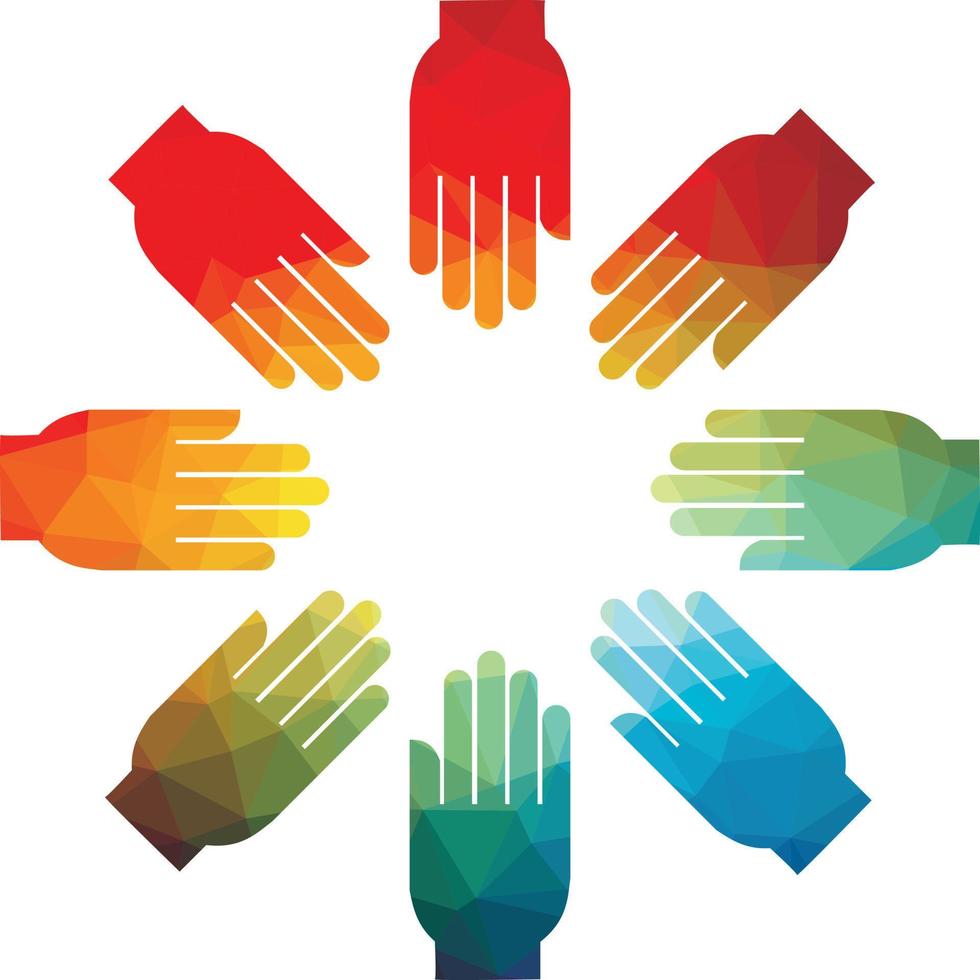 Colored Silhouette Of Hands Together vector