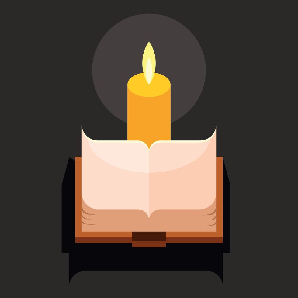 Vector Image Of An Open Bool And Lit Candle