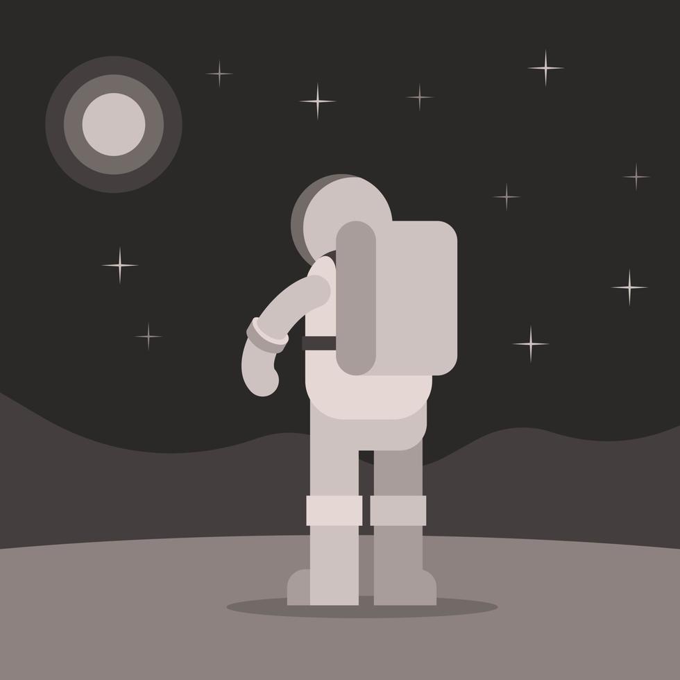 Vector Illustration Of Astronaut On The Moon Surface