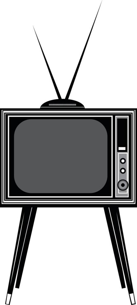 Black And White Vector Image Of An Old Tv Set