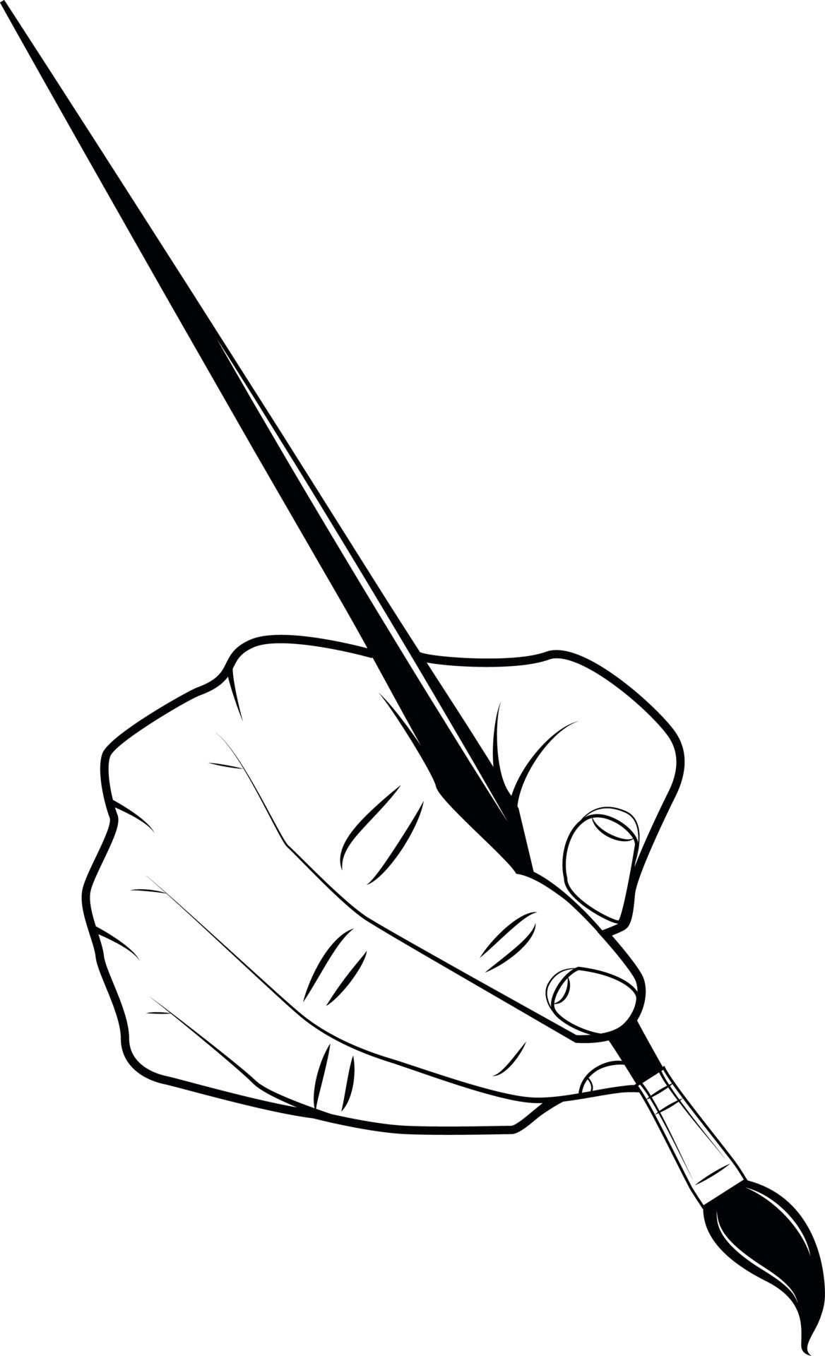 Monochrome Vector Image Of A Hand Holding A Paintbrush 22709613 Vector
