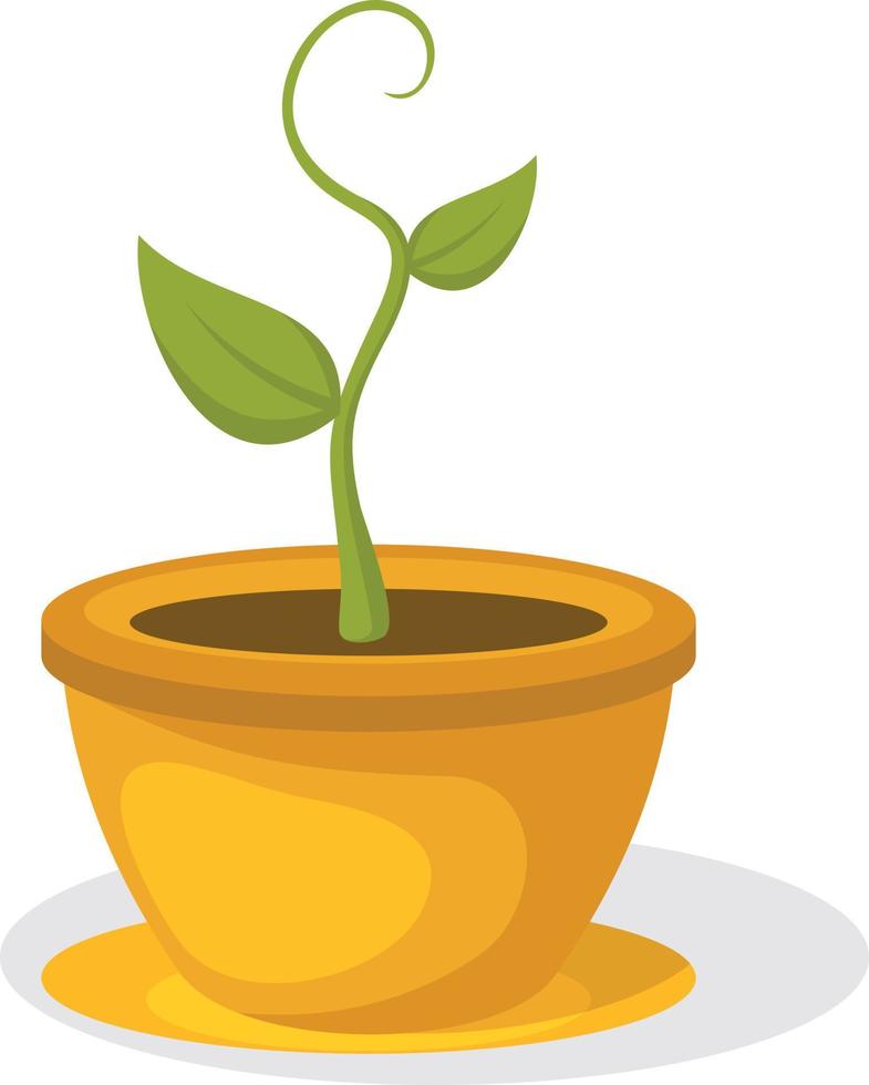 Vector Image Of Yellow Pot With Young Flower