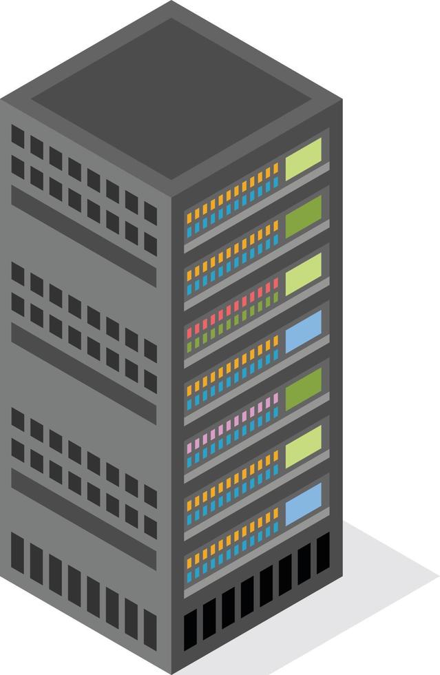 Isometric View Of Server Rack Cabinet vector