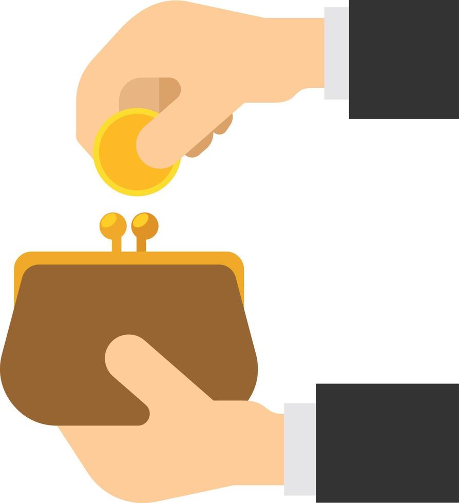 Vector Image Of A Hand Putting A Coin In A Purse