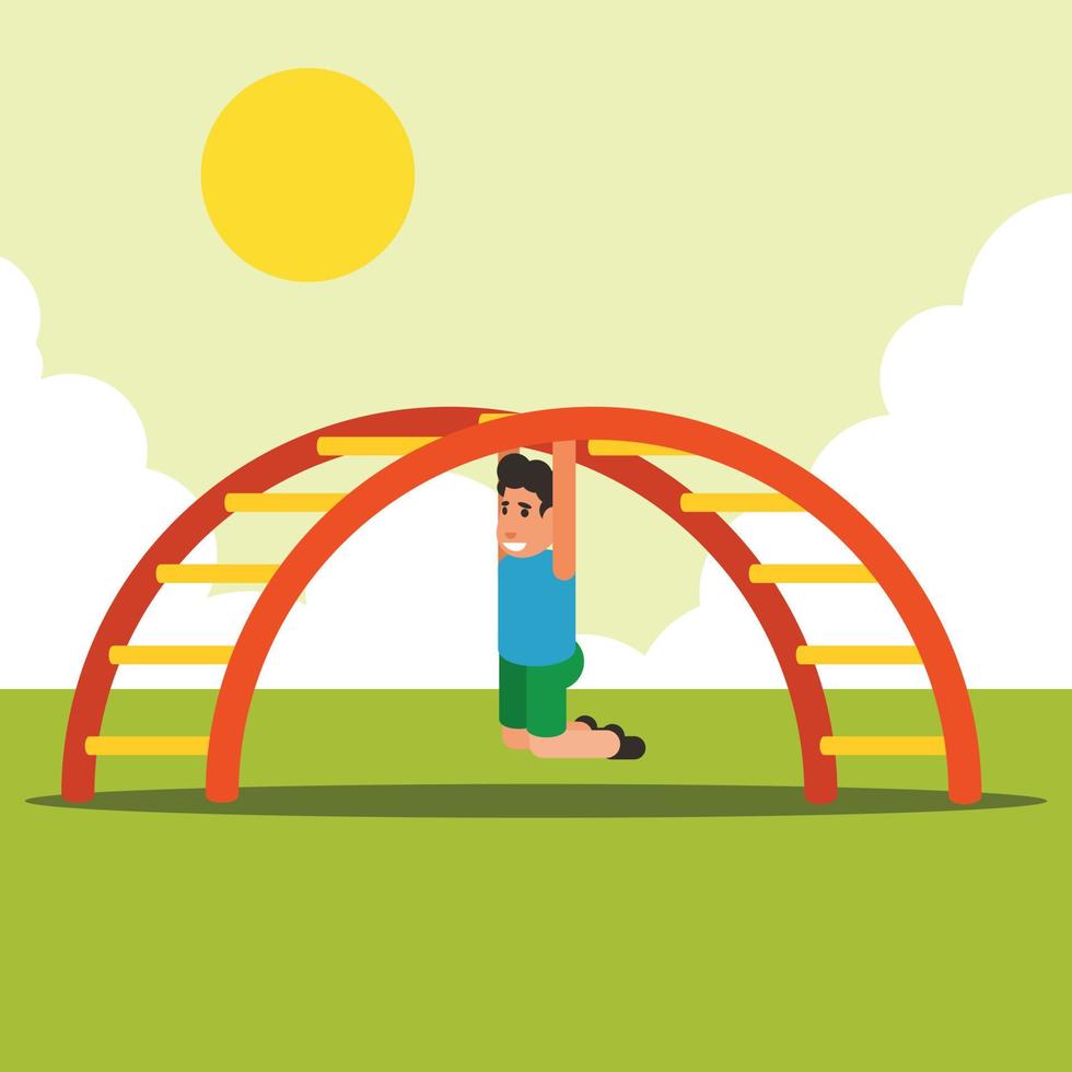 Vector Image Of A Boy Playing In A Playground