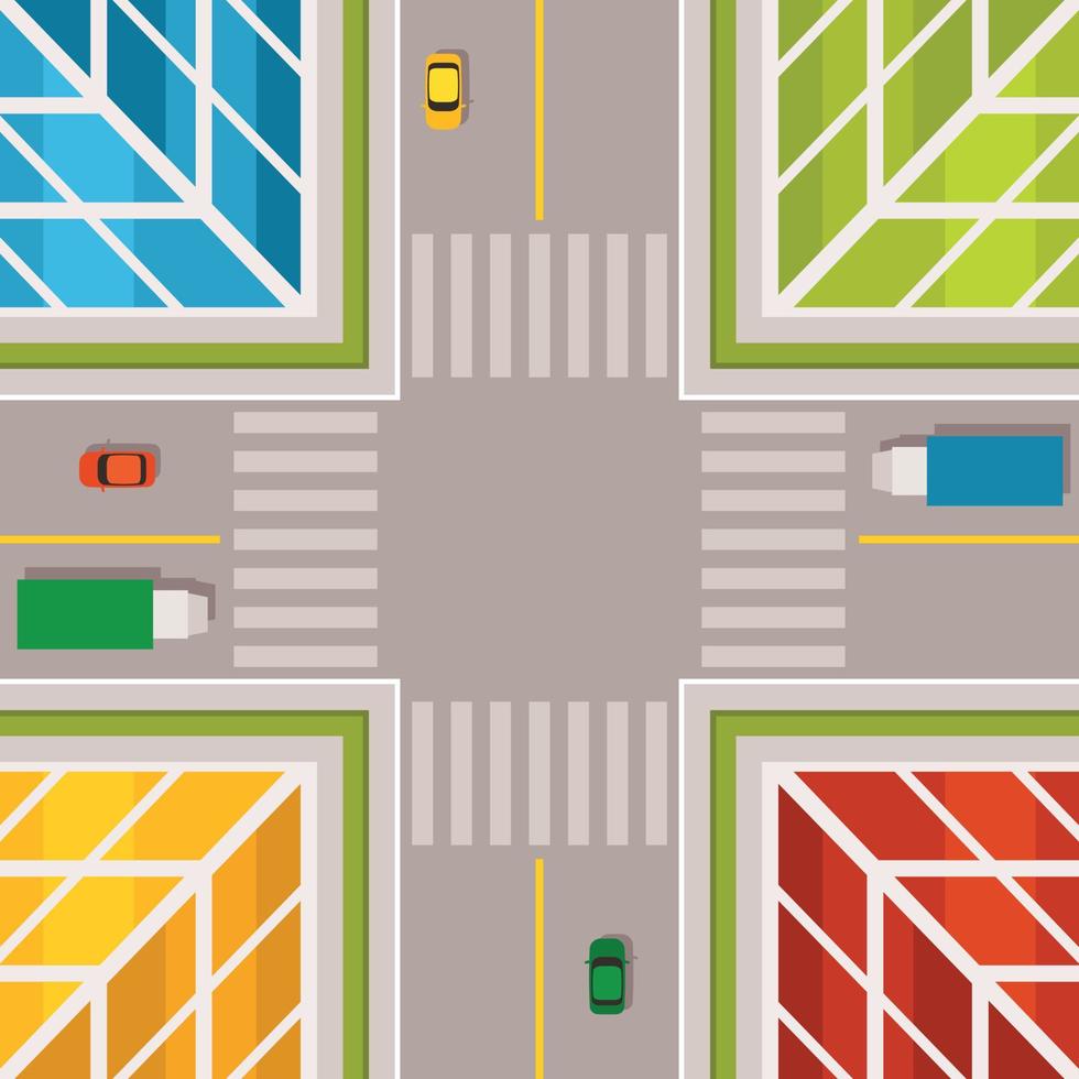 Vector Graphics Of Crossroads Seen From Above