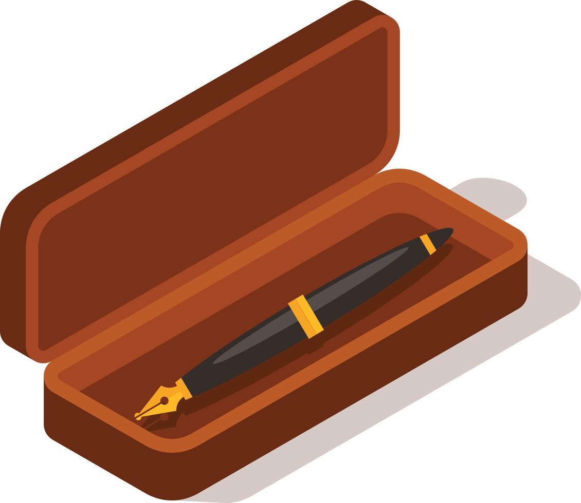 fuente bolígrafo en el de madera caja vector