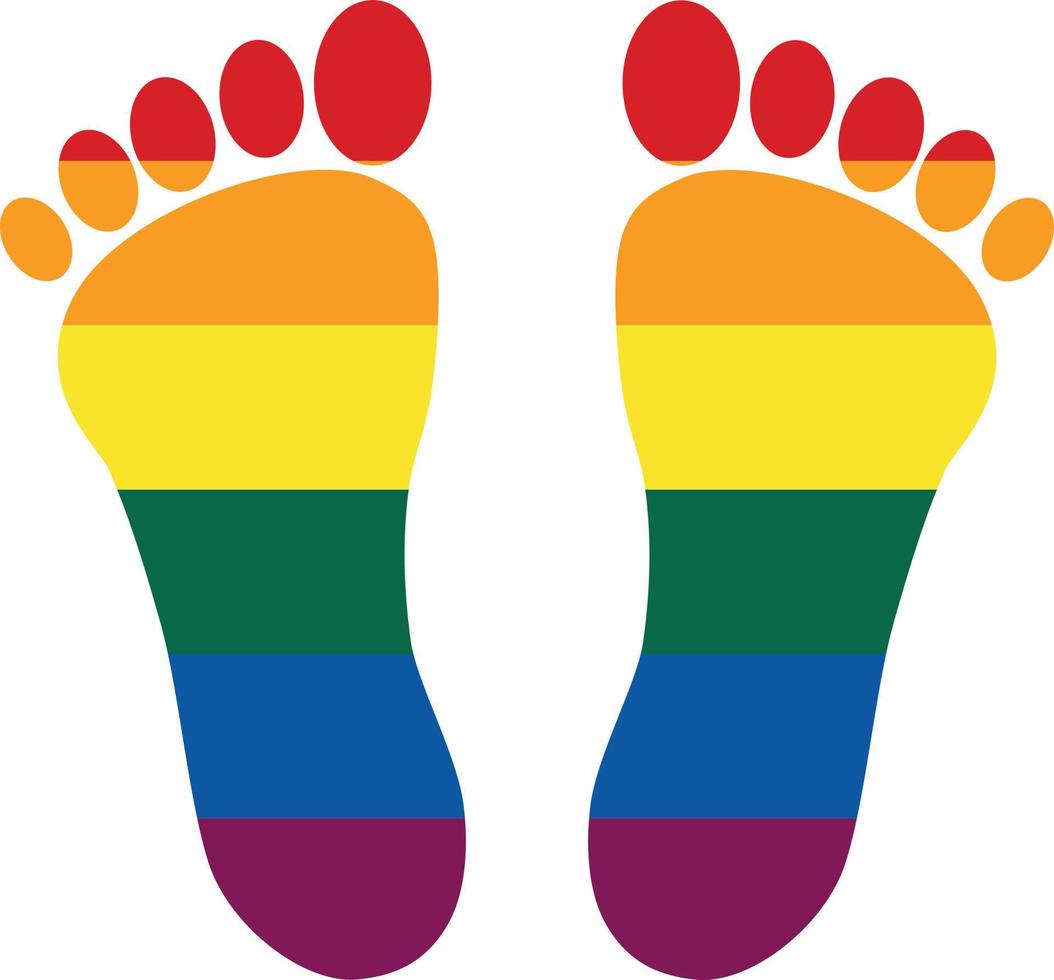 Silhouette Of Human Feet Colored In Lgbt Colors vector