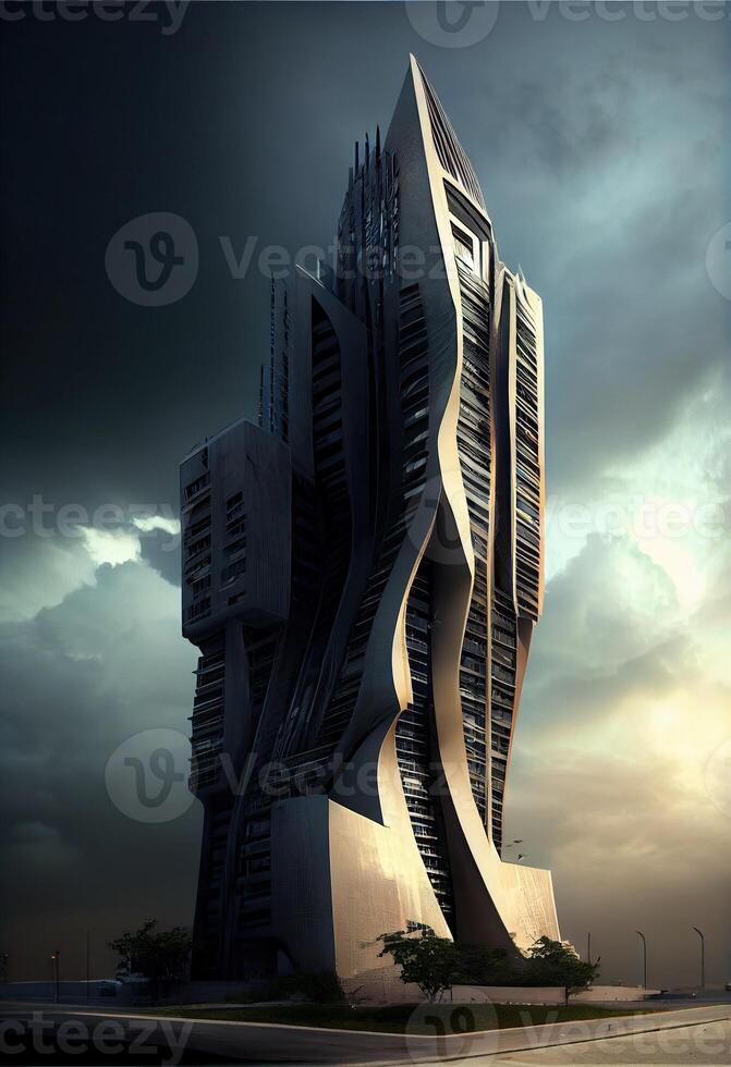 illustration of the awe-inspiring beauty of a modern skyscraper photo