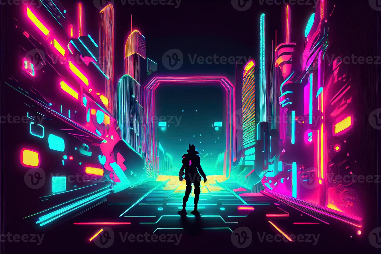 Premium AI Image  Cyberpunk Style Game Art Wallpaper Background