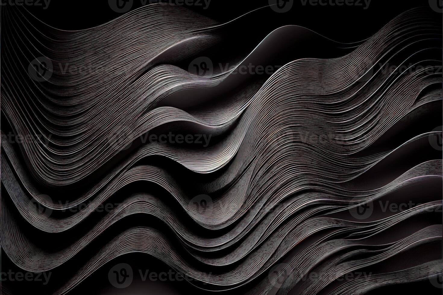 illustration of black wavy abstract layer as panorama background, gain and metal photo